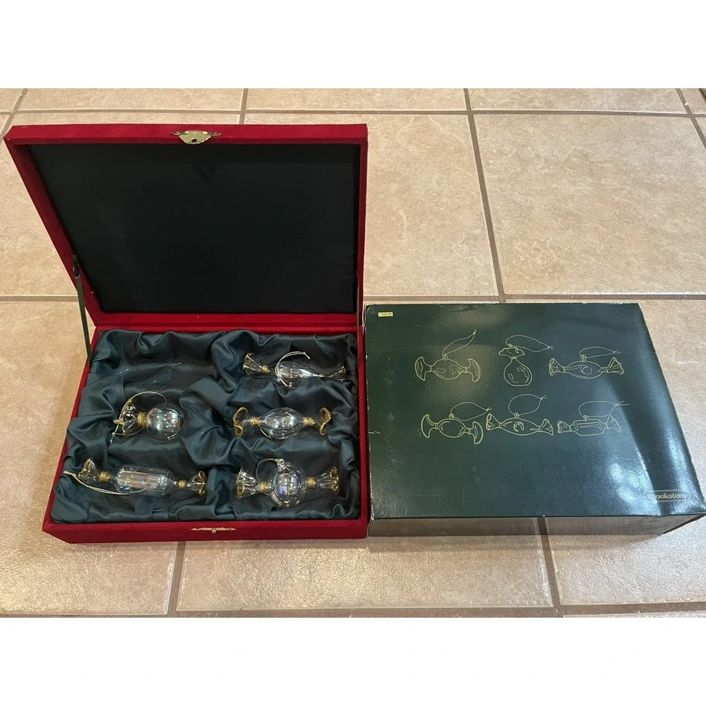 Brookstone Handblown Bonbon Christmas Ornament Set With Box